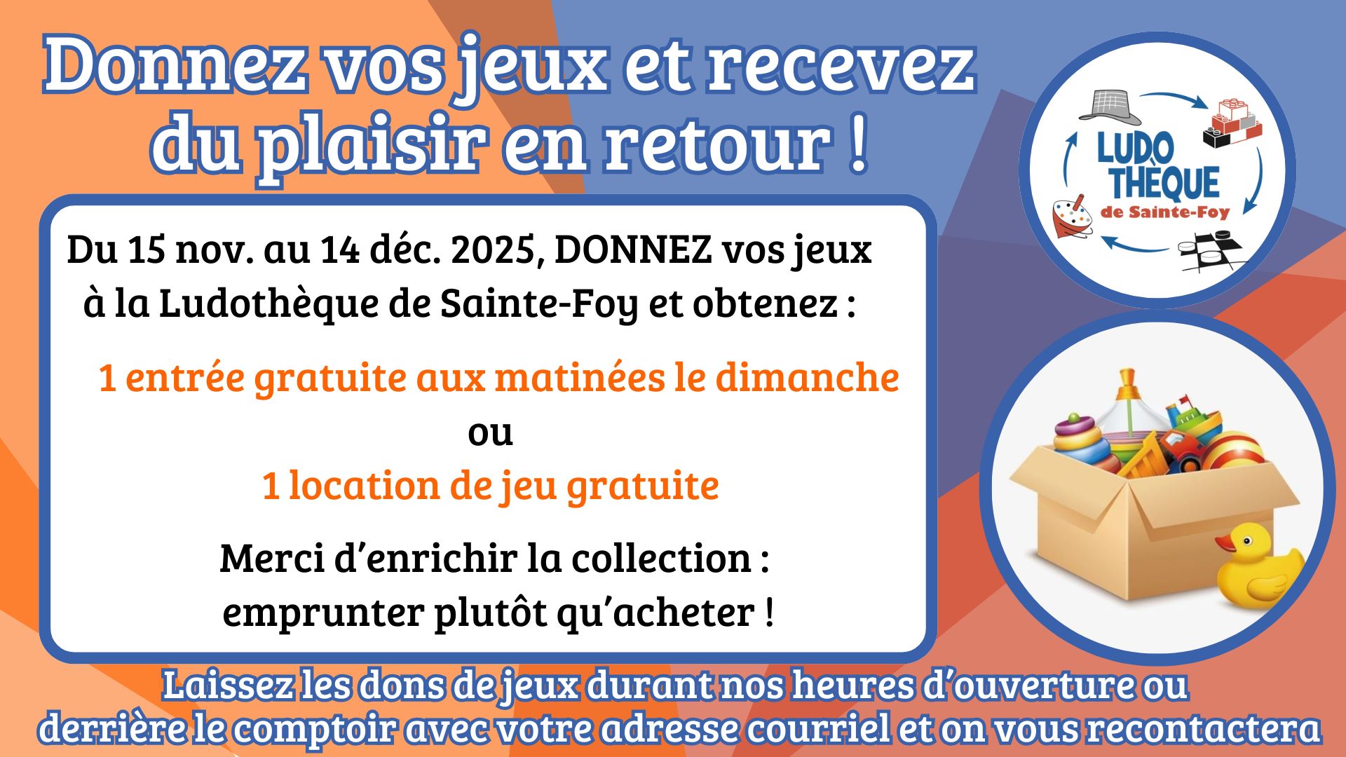 ludothèque de sainte-foy temps des fêtes