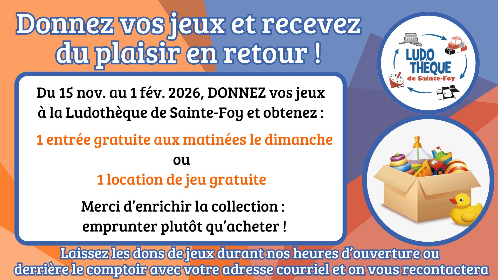 ludothèque de sainte-foy temps des fêtes